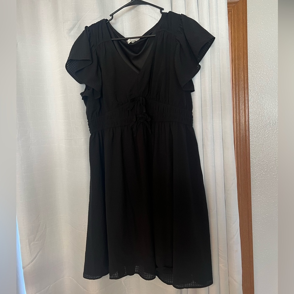 Maurices Elegant Black Flutter Sleeve Midi Dress